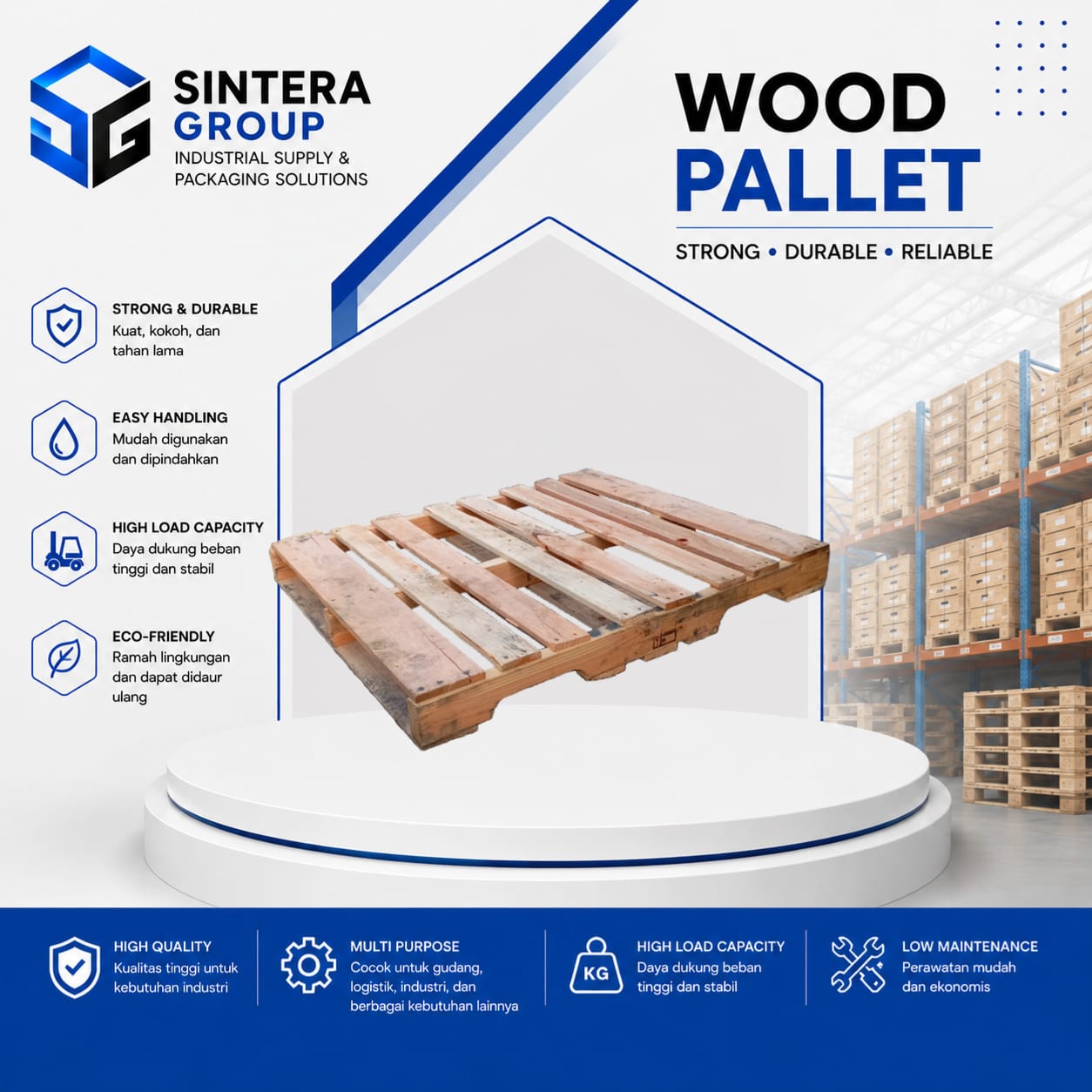 Palet kayu 120 x 100 x 12 cm 2